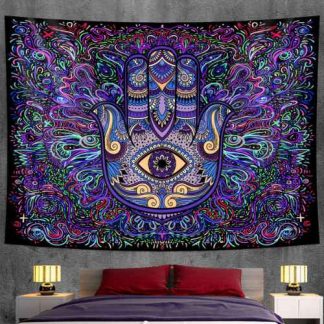 Hamsa hand - psychedelic eye- Tapestry